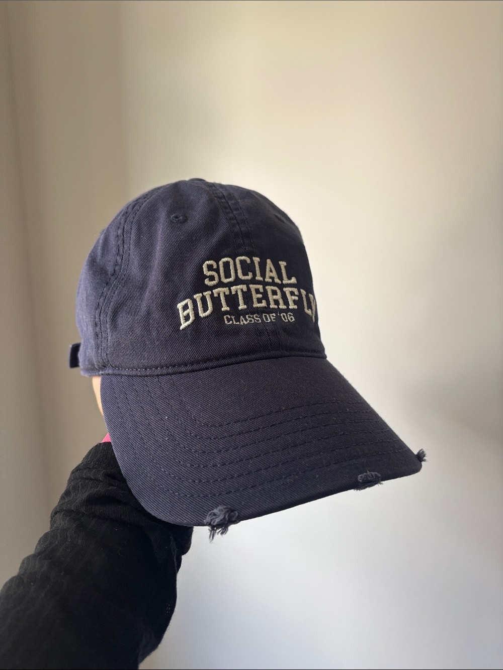 aerie Social Butterfly Navy Baseball Cap - Embroidered Logo